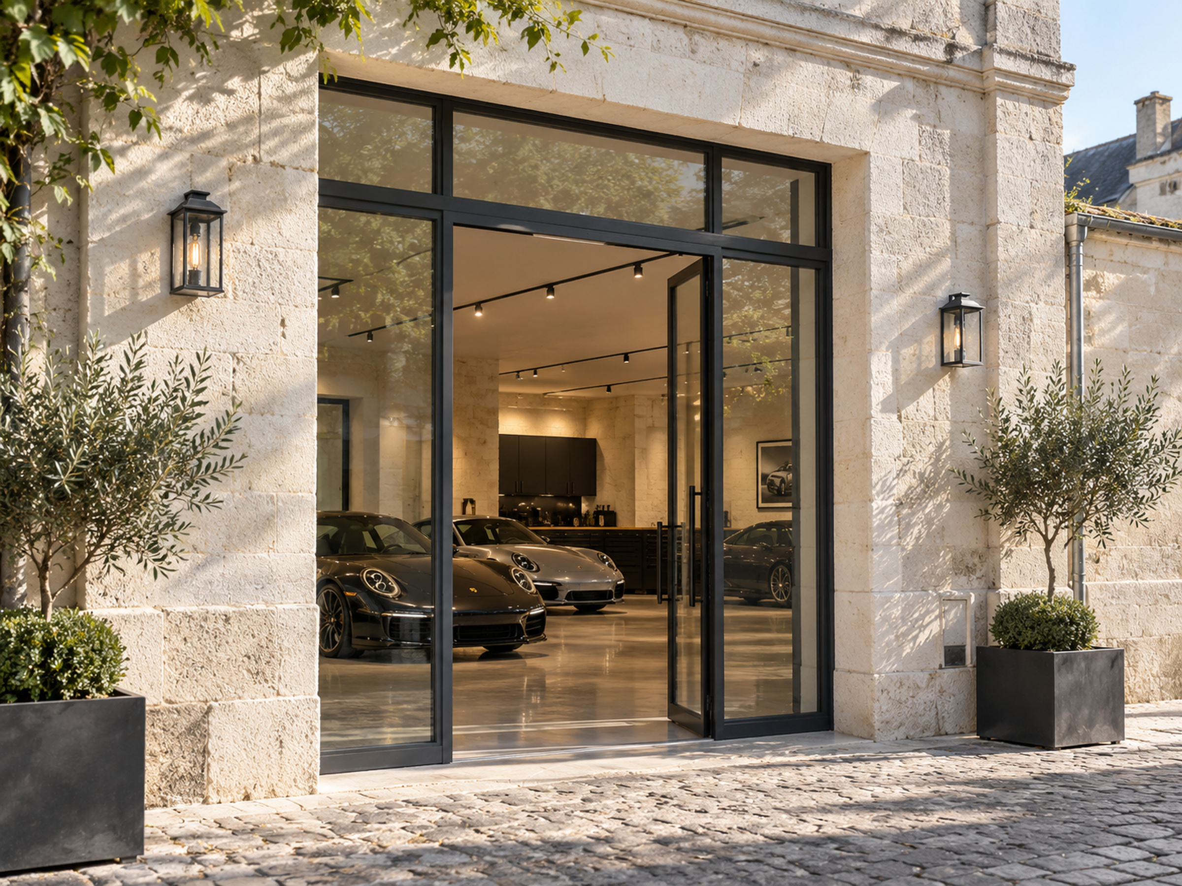 Façade en tuffeau de l'atelier
